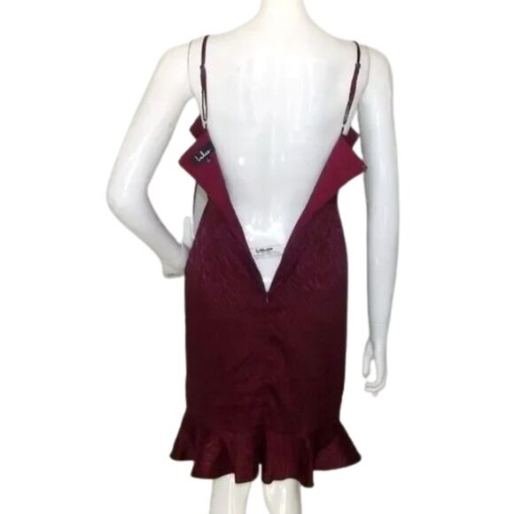 new LULUS Dress, S, Hewitt, Jacquard Zebra stripe, Spag Straps, Ruffle Hem Satin - Picture 9 of 15